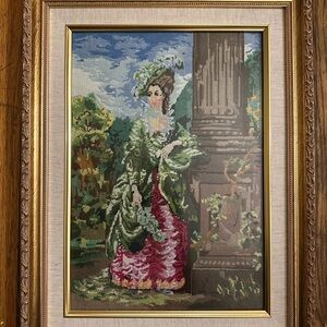 Elegant Framed Needlepoint Art